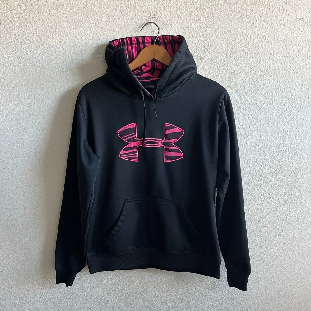 Under Armour Women's Big Logo Black Hoodie Sweatshirt Jacket Size M